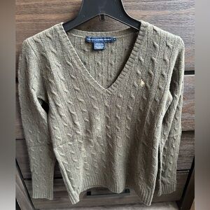 Ralph Lauren Sport Wool V-Neck Cable Sweater Women’s Size Medium